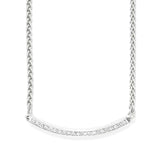 Silver necklace with small diamonds on a white background
