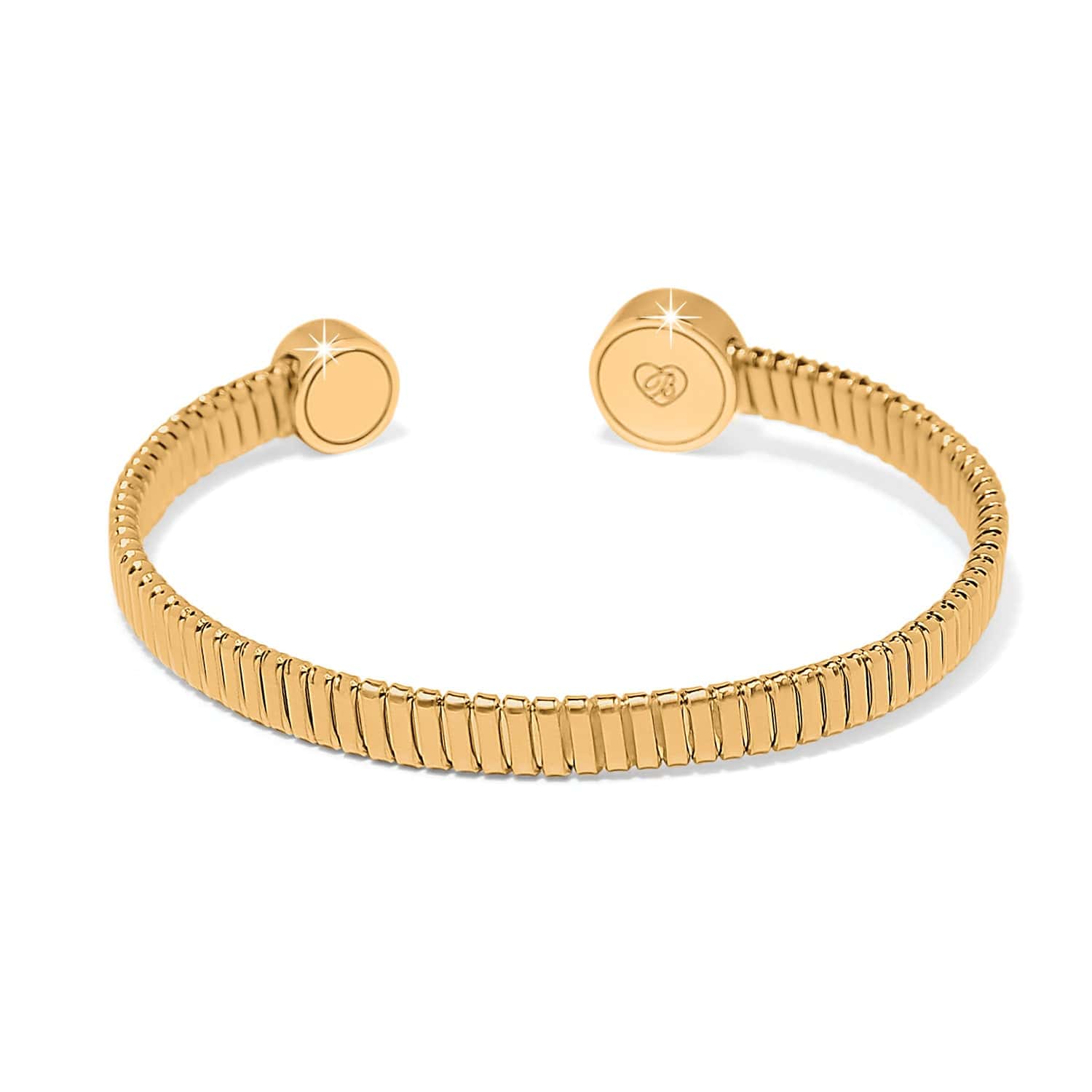 Gold bracelet with heart-shaped clasp on a white background