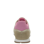 Beige sneaker with pink lining on a white background