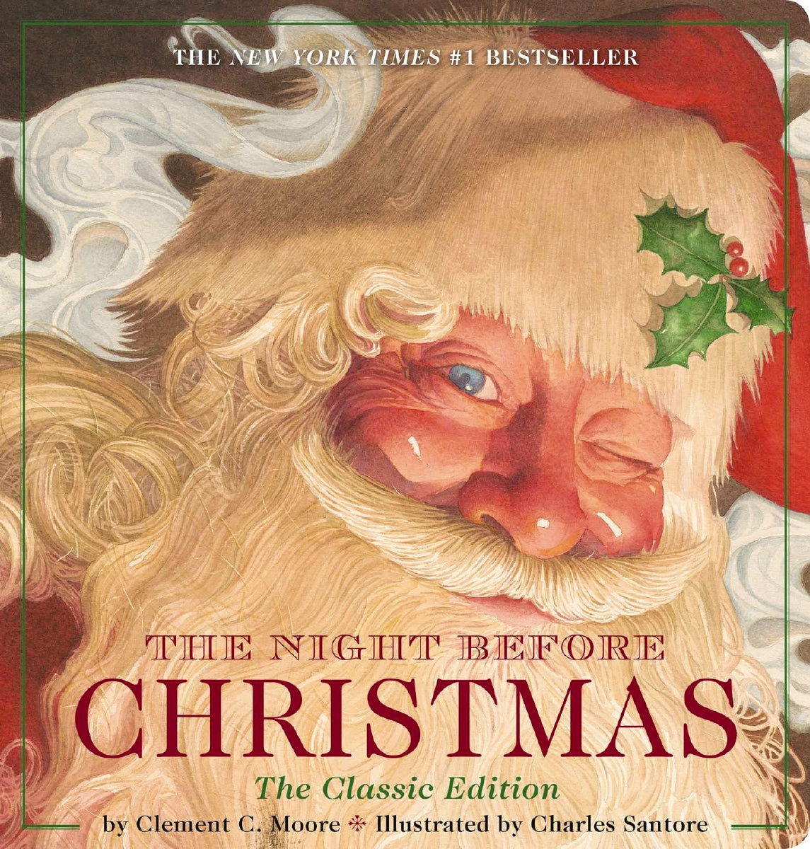 Book cover of 'The Night Before Christmas' with Santa Claus illustration