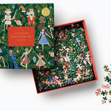 Jigsaw puzzle set with decorative box featuring characters and a Nutcracker theme.