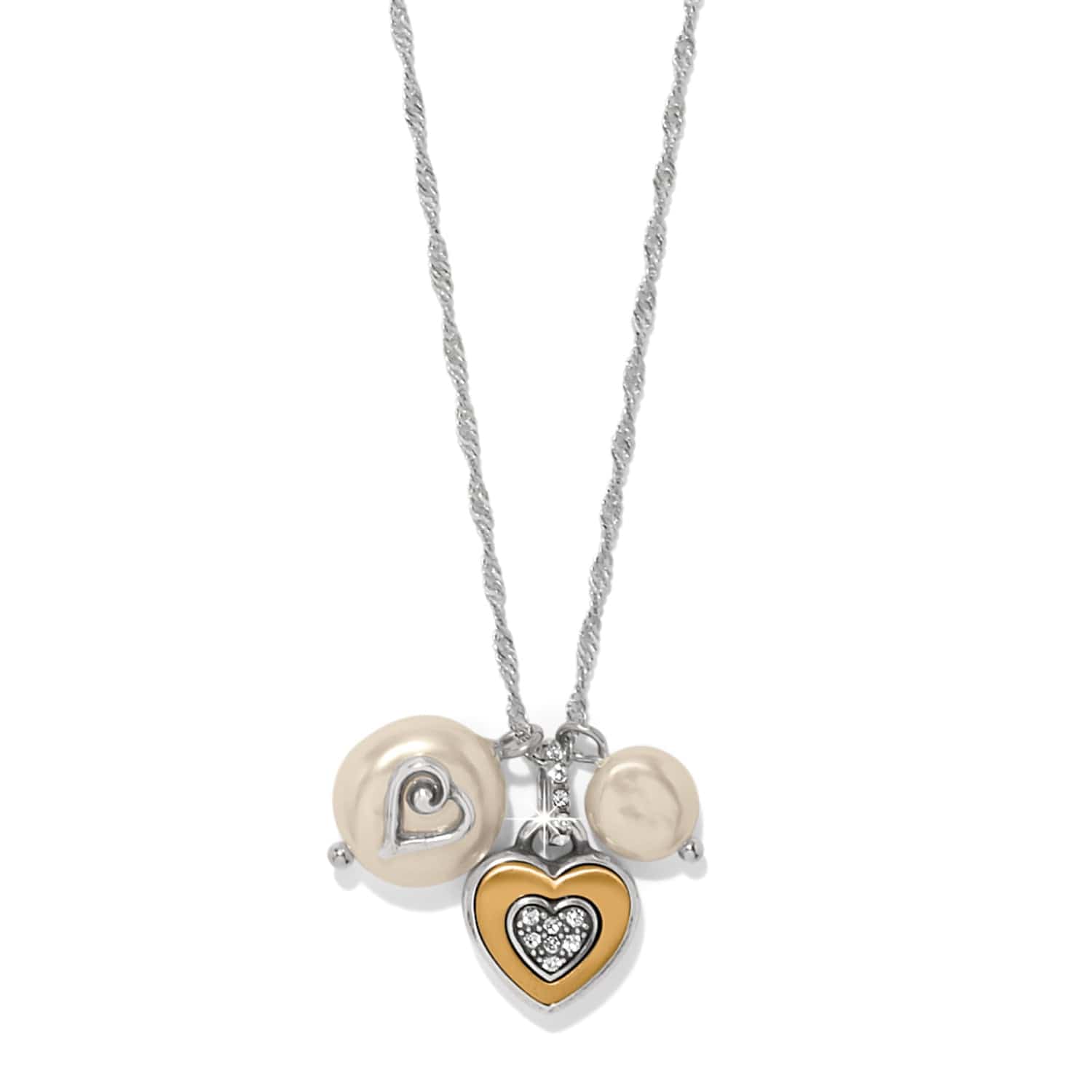 Necklace with heart-shaped pendants on a white background