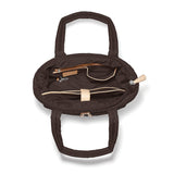 Brown bag with interior compartments on a white background