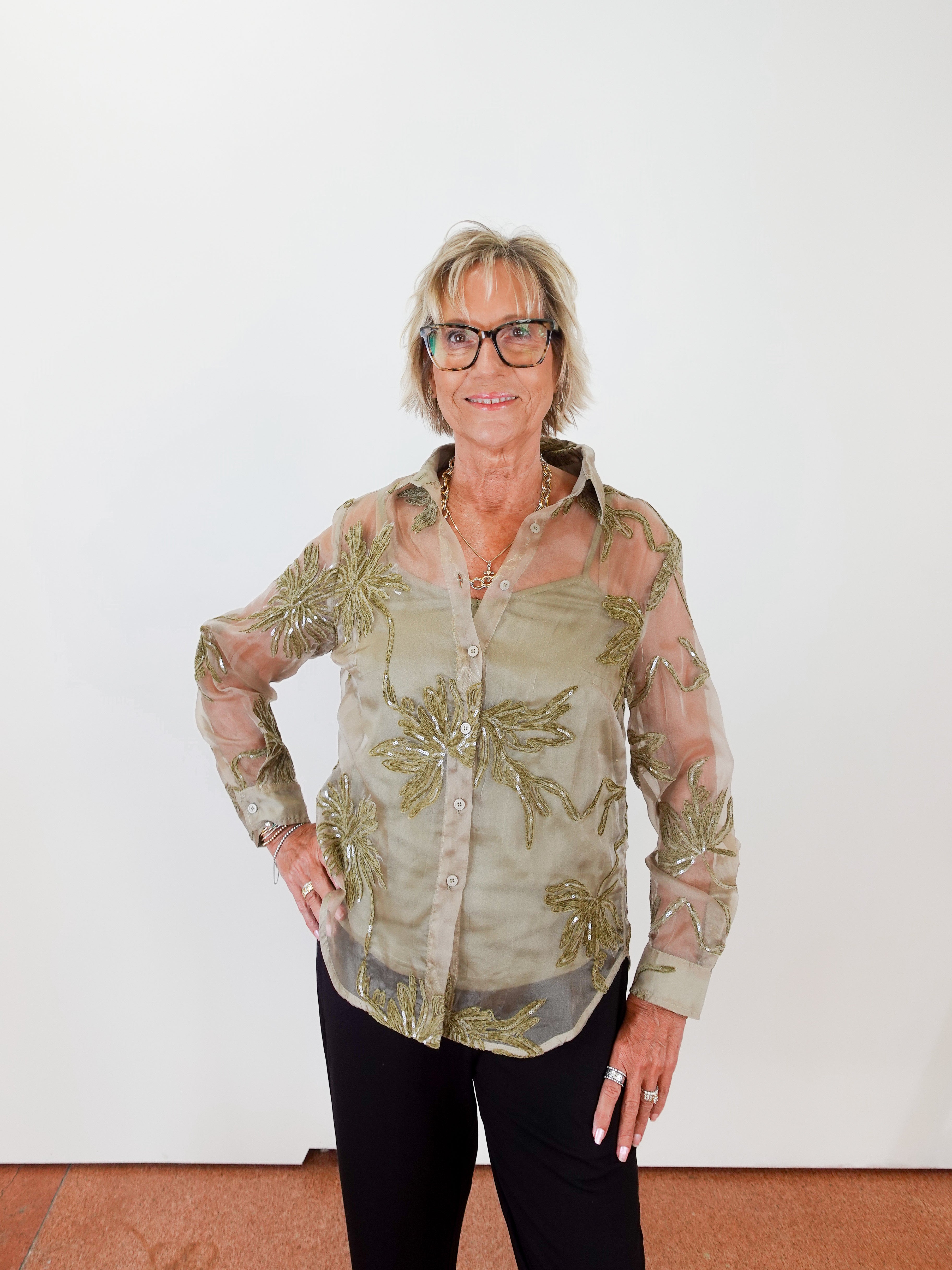 Sequin Embroidery Shirt - TresChicTexas