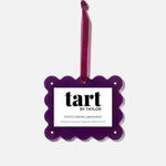 Purple photo frame ornament with 'tart by Taylor' branding on a white background