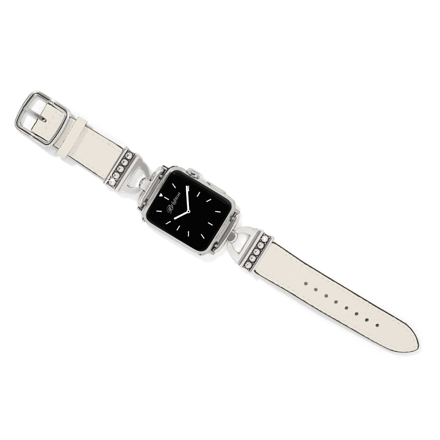 Smartwatch with a white strap on a white background
