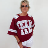 Texas A&M Oversized Gingham Jersey Tee