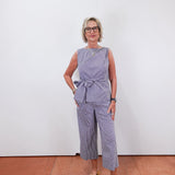 Gingham Side Tie Sleeveless Blouse