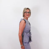 Gingham Side Tie Sleeveless Blouse