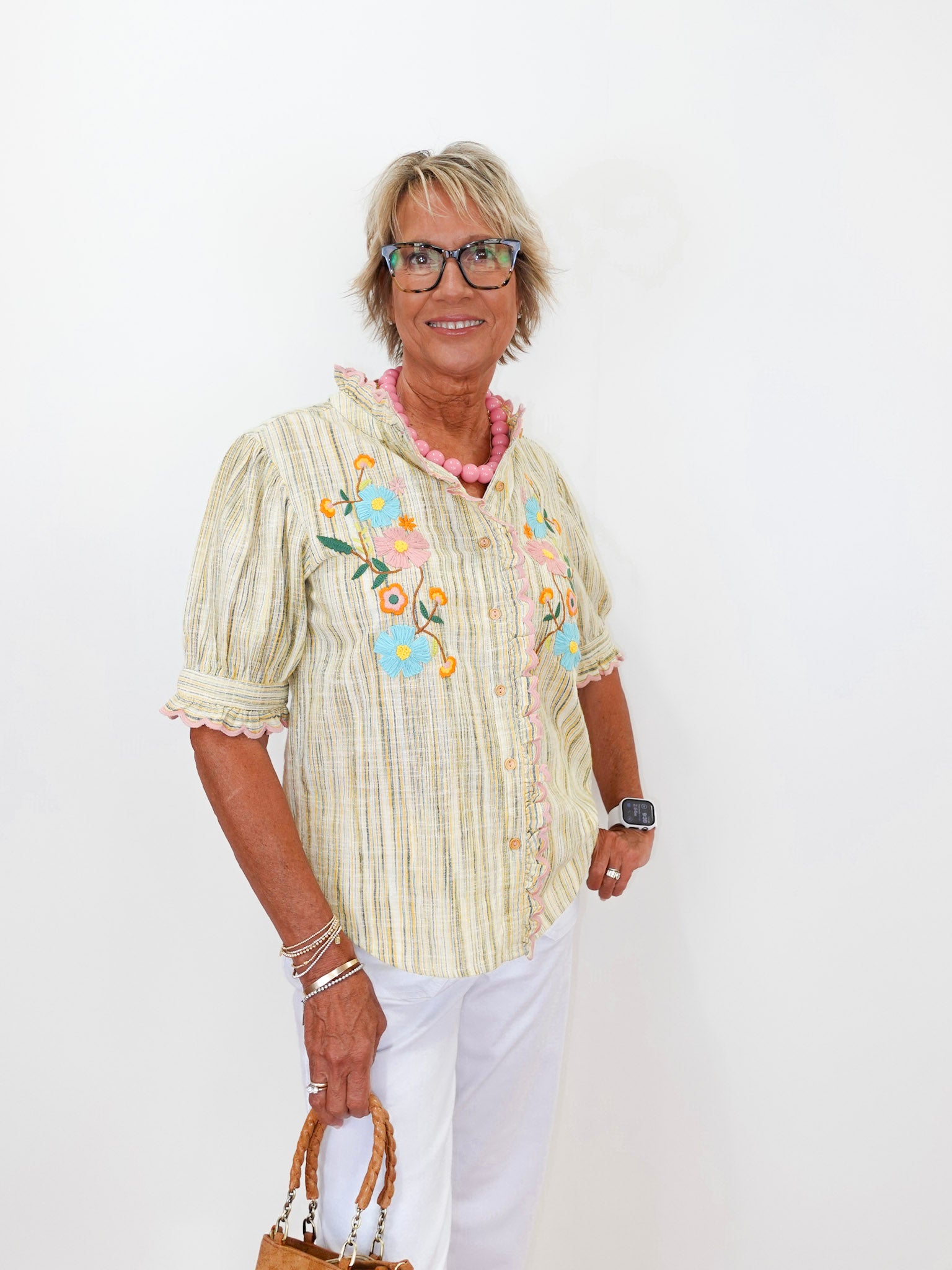 Ribbon Embroidered Blouse - TresChicTexas