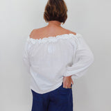 Gauze Ruffled Neckline Top - TresChicTexas