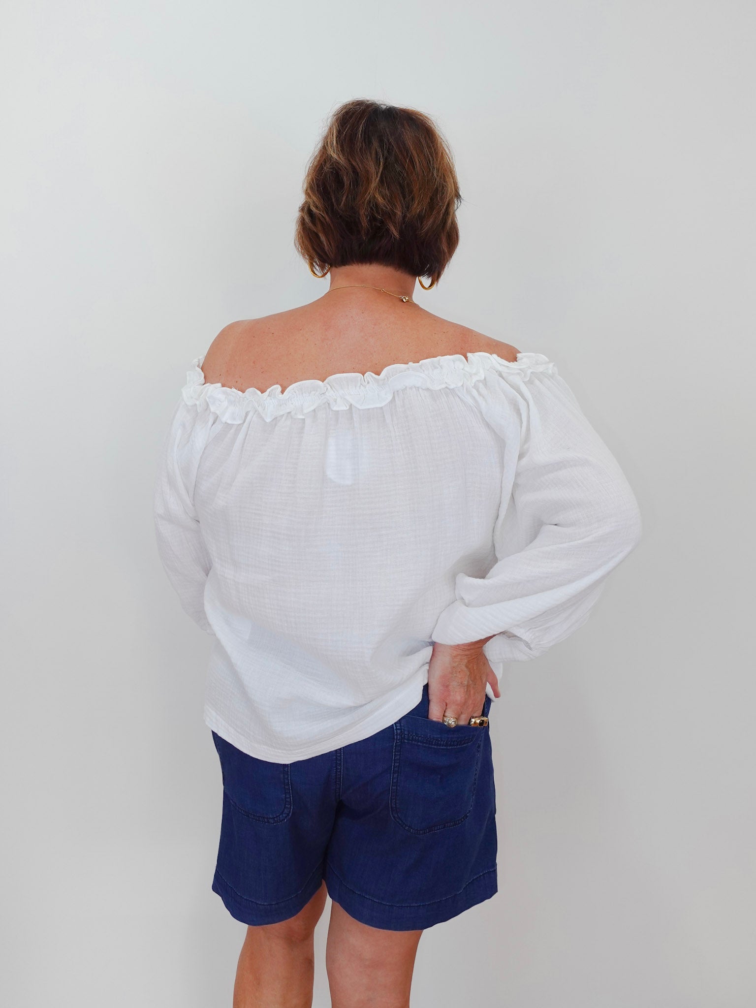 Gauze Ruffled Neckline Top - TresChicTexas