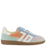 Multicolored sneaker with a white background