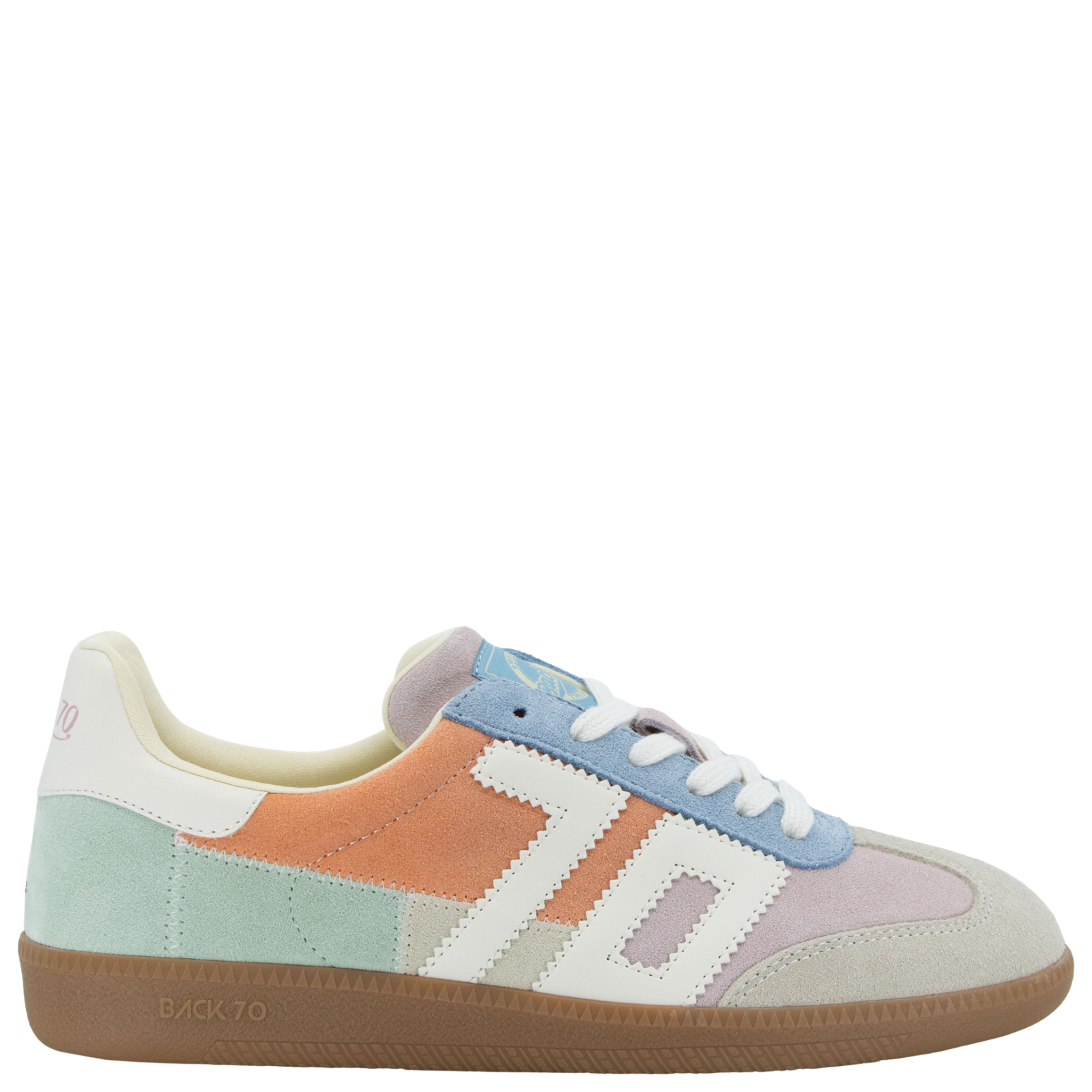 Multicolored sneaker with a white background