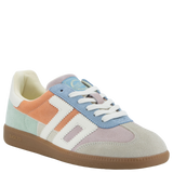 Multicolored sneaker with a white background
