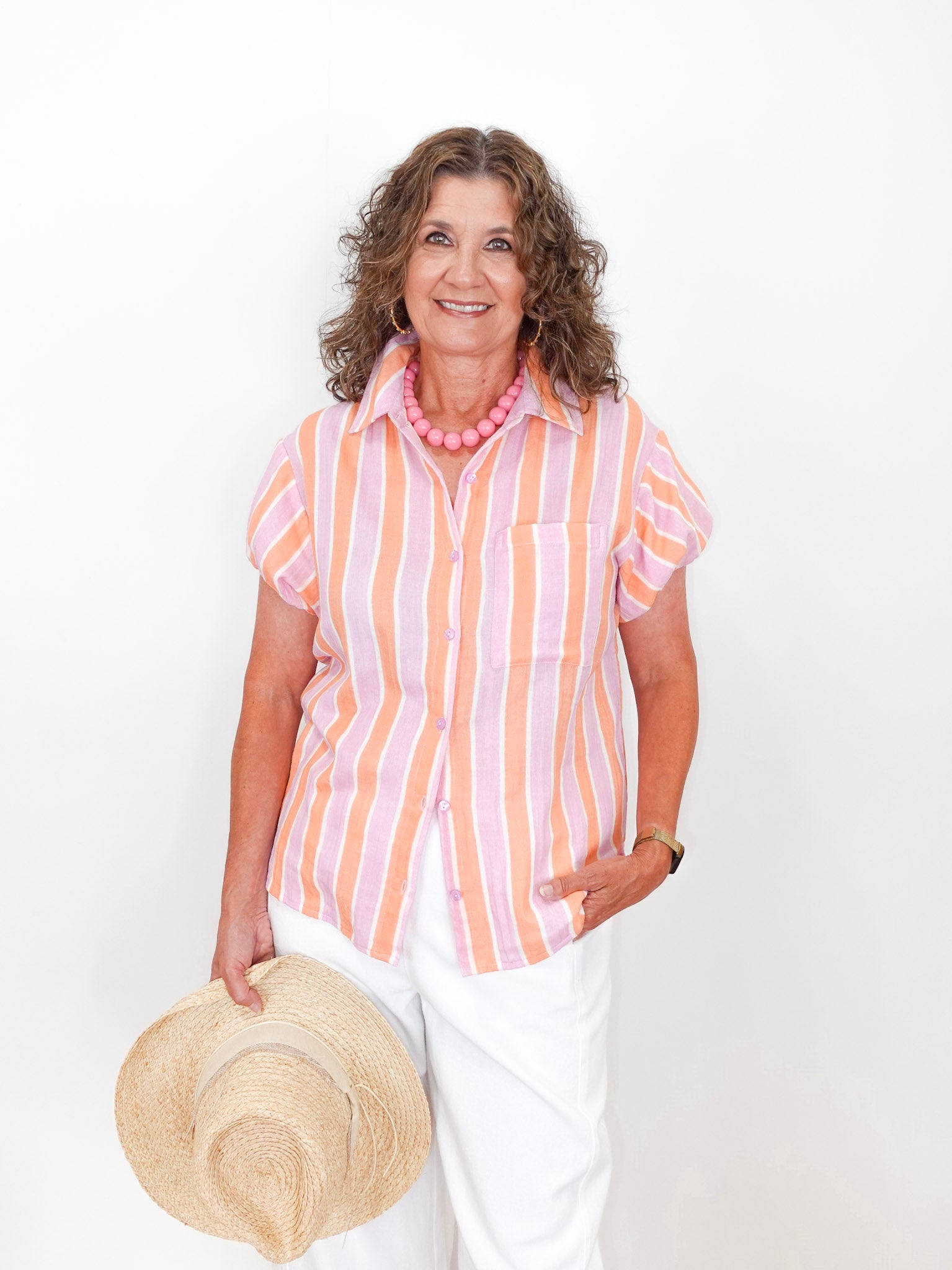 Striped Gauze Camp Shirt - TresChicTexas