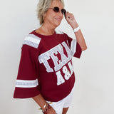Texas A&M Oversized Gingham Jersey Tee