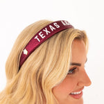 Maroon Texas A&M thin headband by Brianna Cannon featuring team logo accents