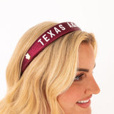 Maroon Texas A&M thin headband by Brianna Cannon featuring team logo accents