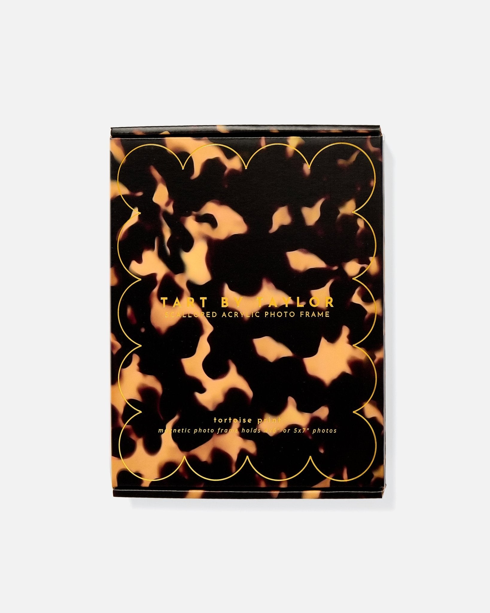 Tortoiseshell patterned product packaging with 'Tart & Taylor' branding on a white background