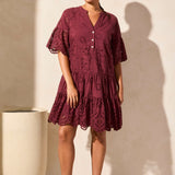 Mixed Pattern Eyelet Dress