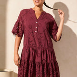 Mixed Pattern Eyelet Dress