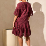 Mixed Pattern Eyelet Dress