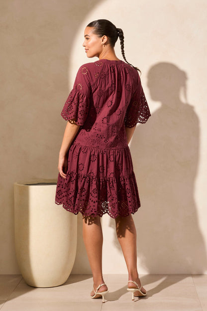 Mixed Pattern Eyelet Dress