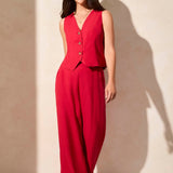 LINED HORN BUTTON FRONT VEST