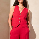 LINED HORN BUTTON FRONT VEST