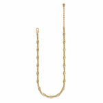 Gold chain necklace with small diamonds on a white background