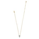 Gold necklace with a heart-shaped pendant on a white background