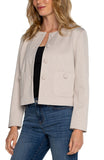 BOXY CROPPED JACKET W/ COVERED BUTTONS