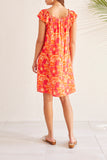 LINED S/S DRESS W/ TIE FRONT