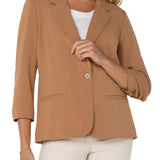 Fitted Blazer W/ Ruched Sleeve