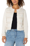 COLLARLESS JACKET W/ FRAY & LACE