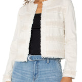 COLLARLESS JACKET W/ FRAY & LACE