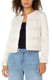 COLLARLESS JACKET W/ FRAY & LACE