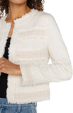 COLLARLESS JACKET W/ FRAY & LACE