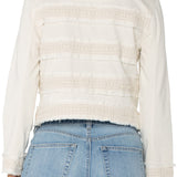 COLLARLESS JACKET W/ FRAY & LACE
