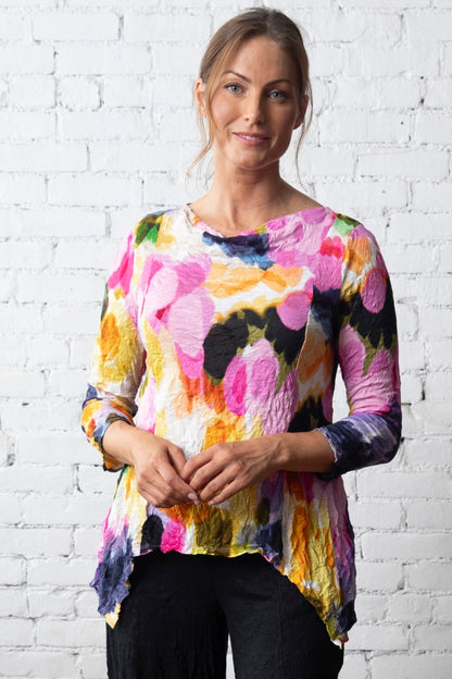 Tissue Crinkle Drape Collar Tunic