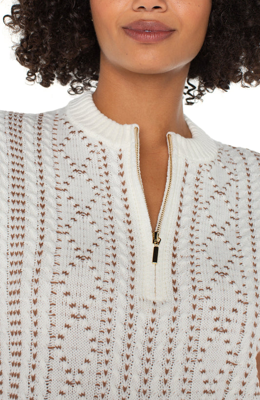 Cap Sleeve Dolman 1/2 Zip Sweater