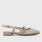Beige sandal with a strap on a light gray background