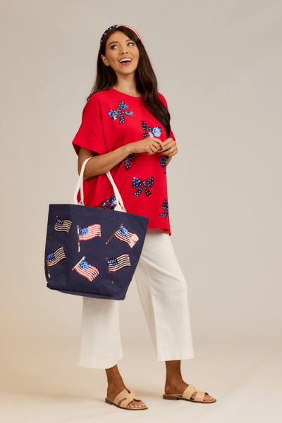 Americana Sparkle Bow Tee - TresChicTexas