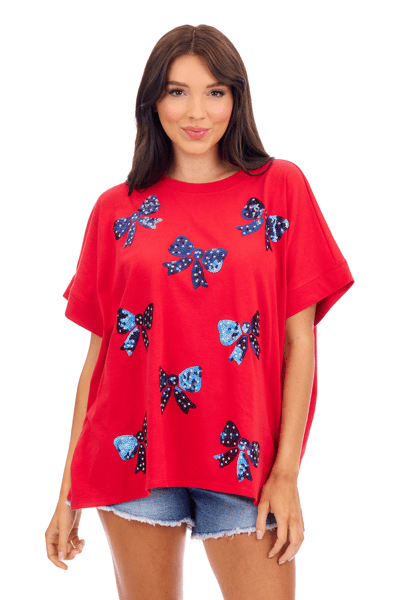 Americana Sparkle Bow Tee - TresChicTexas