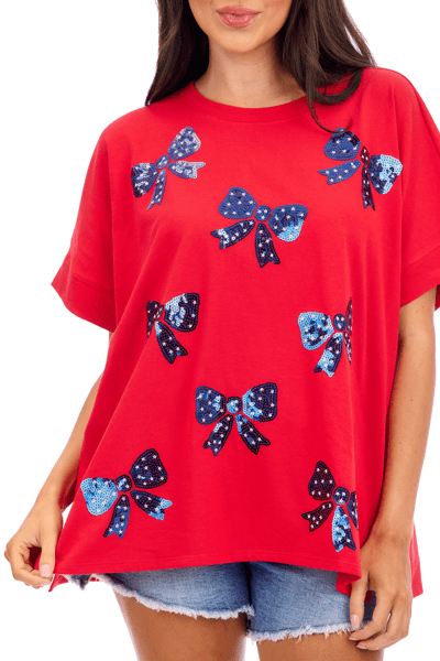 Americana Sparkle Bow Tee - TresChicTexas