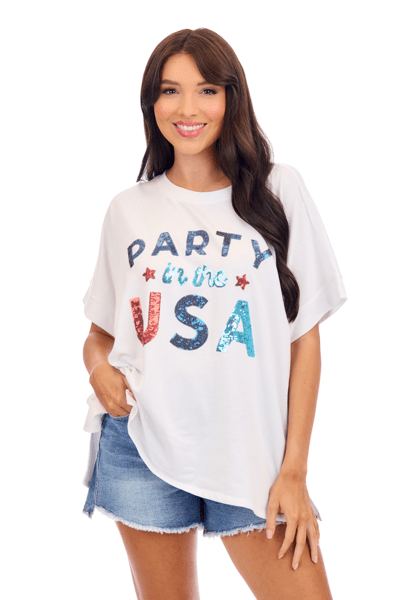 Americana Sparkle Party In The USA Tee - TresChicTexas