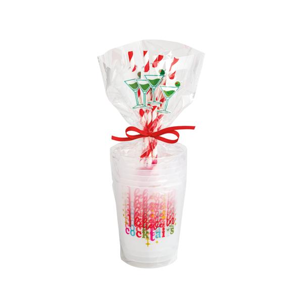 Holiday Party Cup & Straw Set
