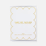 Tart by Taylor scalloped acrylic photo frame packaging on a white background