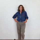 Embroidered Denim USA Flag Bomber Jacket